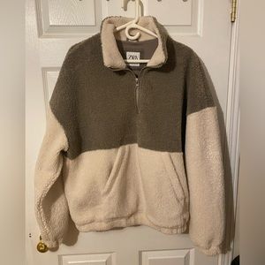 Zara Man Two Tone Sherpa Quarter Zip (L)